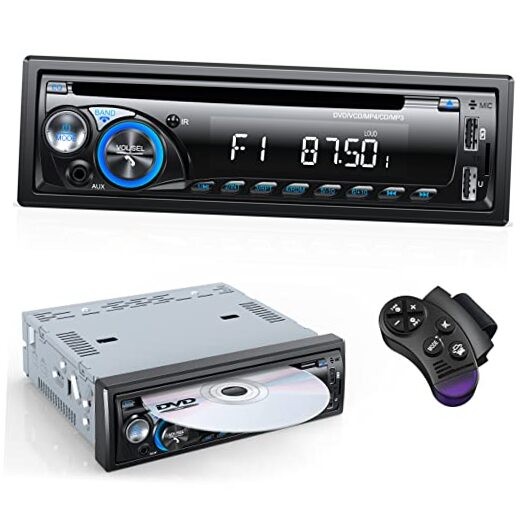 Car Radio Bluetooth with CD DVD Player, Single Din FM/AM Car Stereo Multicolor