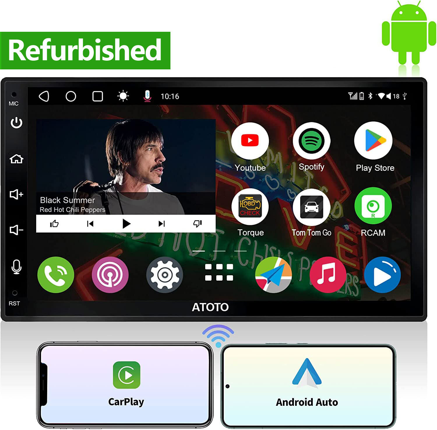 ATOTO A6PF 7IN Double DIN Car Stereo-2+32G Wireless Android Auto &CarPlay,2BT,FM