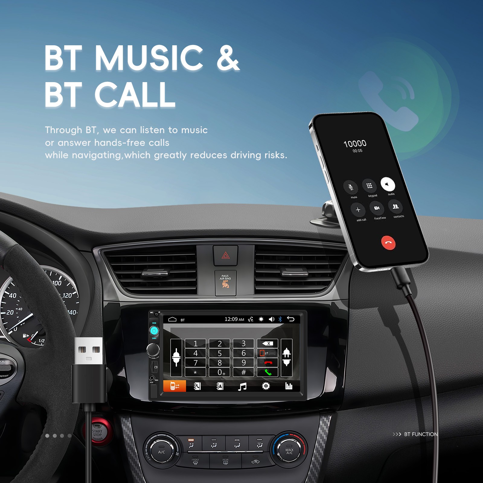 7″ 2DIN Car MP5 Player Bluetooth Touch Screen Stereo Radio Mirror Link Cam AUX