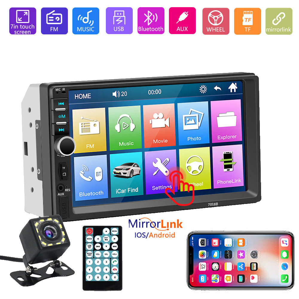 2 Din Pantalla Radio Para Carro Auto Con Camara De Reversa Retroceso MP5 Player