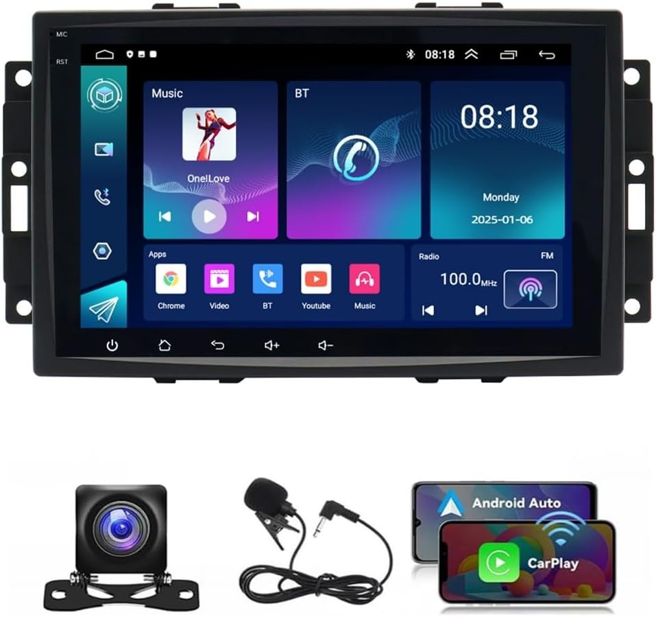 8″ 32G Android Auto Carplay 2-DIN Stereo for Jeep Commander 2006-2007; Free Cam