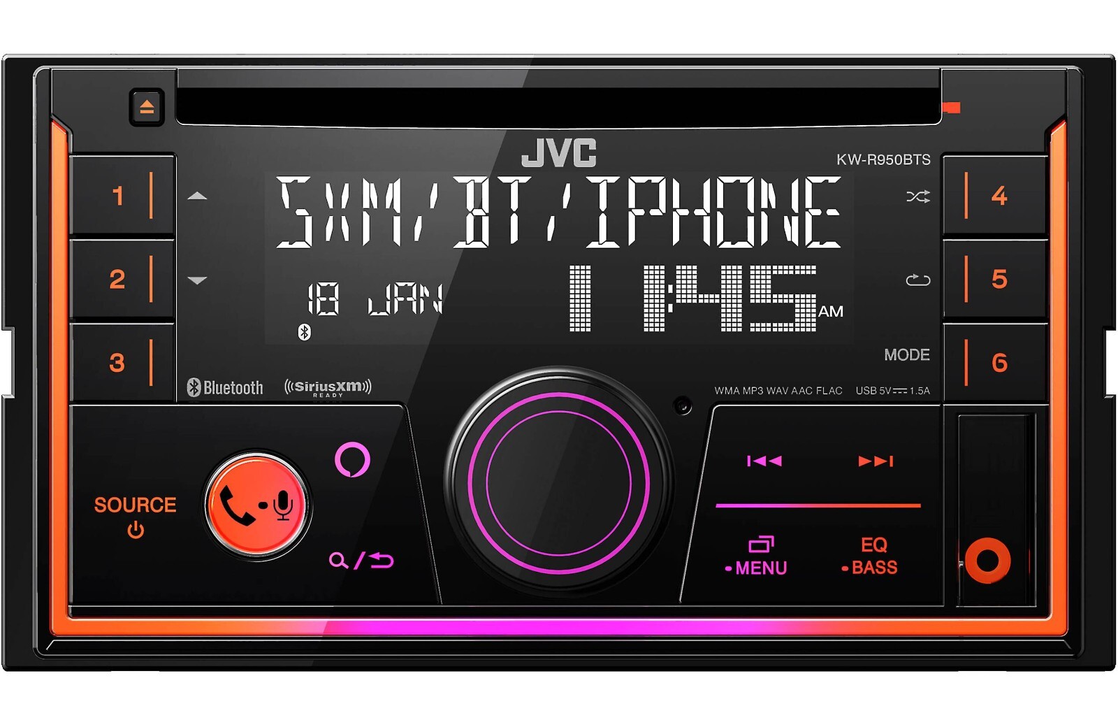 JVC KW-R950BTS 2-DIN CD Receiver with AM/FM tuner, 13-Band EQ, Bluetooth and USB