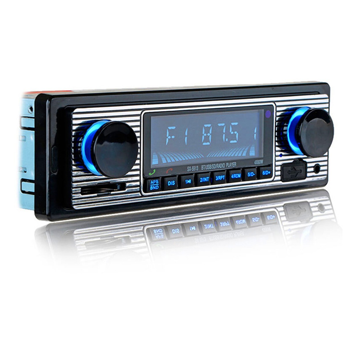Bluetooth Vintage Car FM Radio MP3 Player USB Stereo Audio Receiver AUX 1 Din