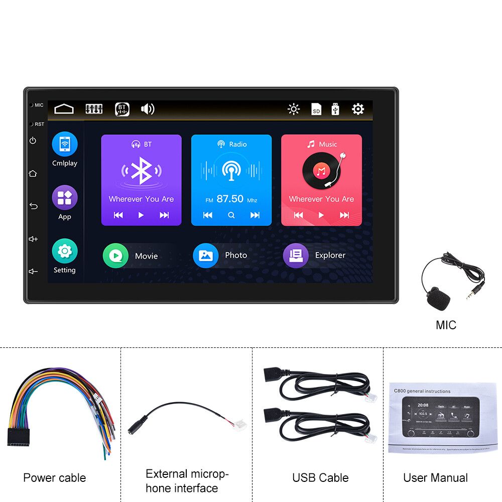 7″ Double 2DIN Apple Carplay Car Stereo Radio BT FM Touch Screen MP5 Player