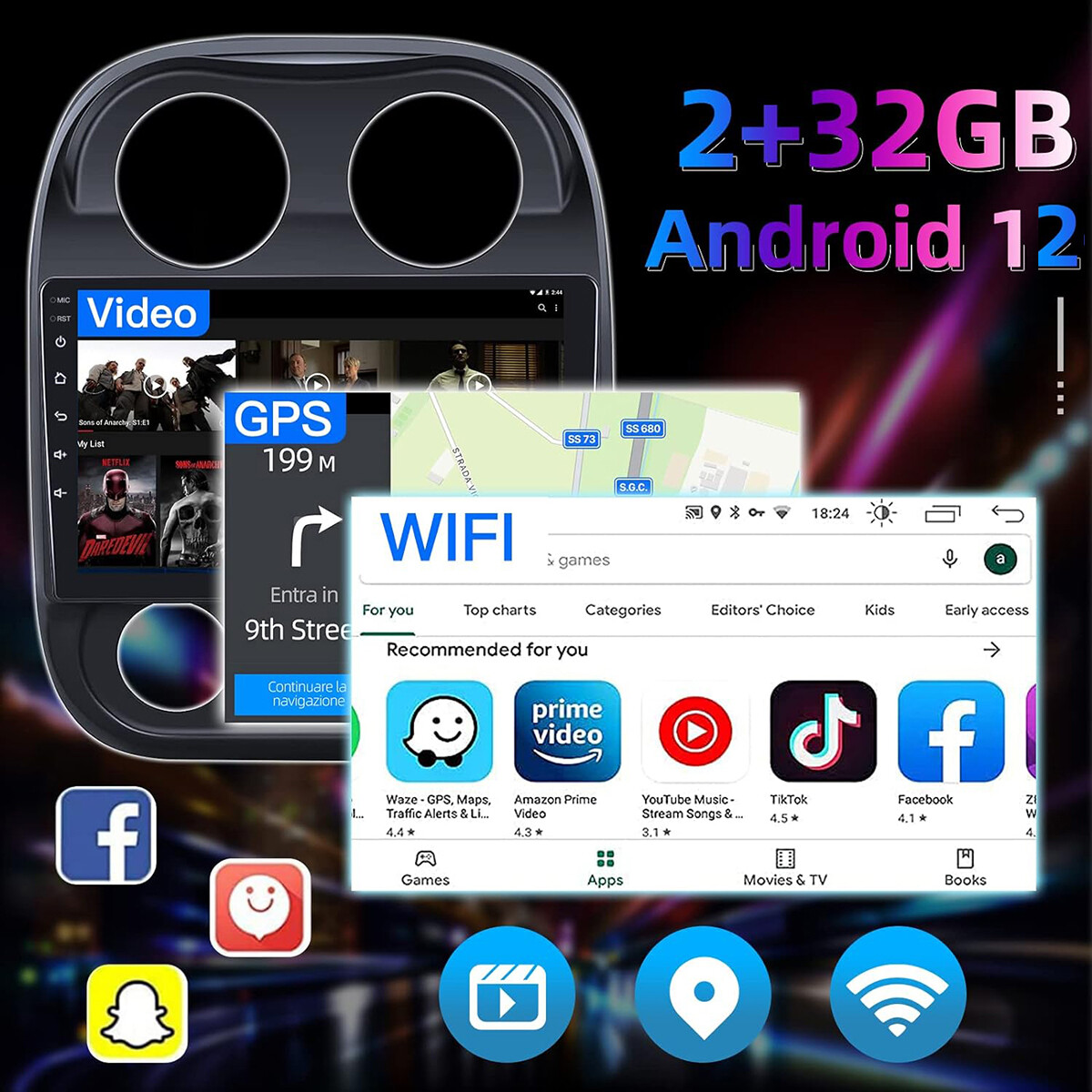 Apple Carplay Car Stereo Radio GPS For Jeep Compass 2010-2016 Patriot 2009-2016