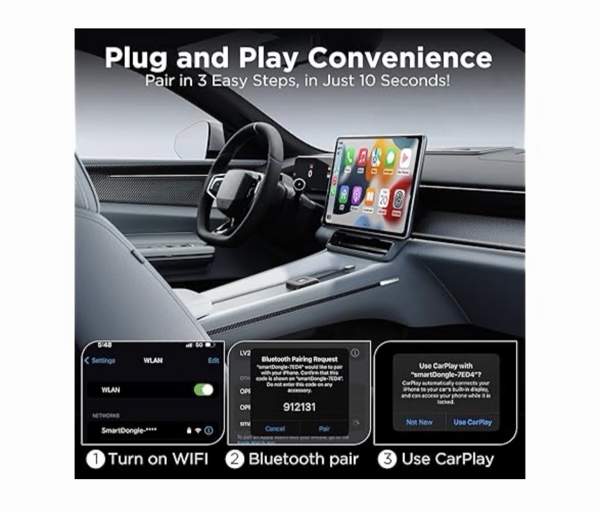Wireless CarPlay Adapter for Apple CarPlay, Plug And Play, Easy to Setup NEW