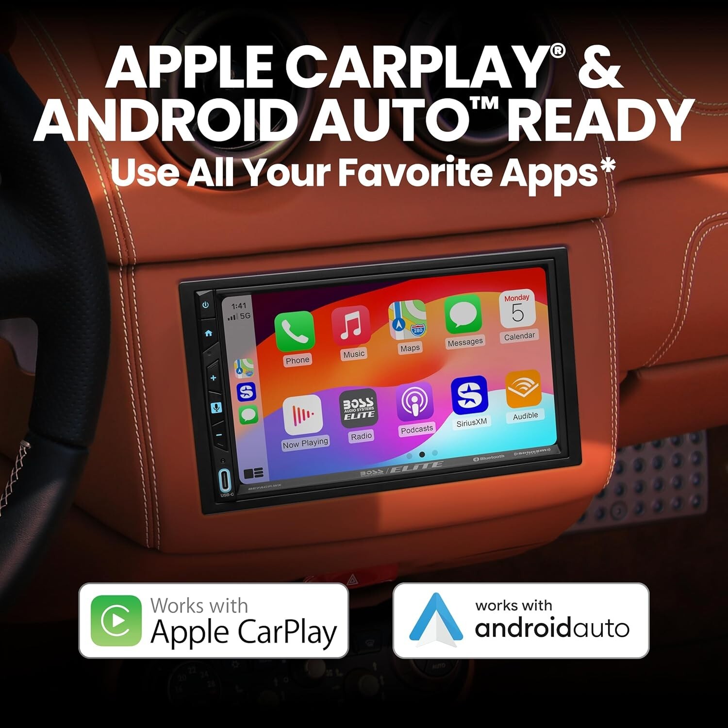 BOSS BE7ACP.WX Car Stereo 2-Din Wireless Apple CarPlay Android Auto 7″ SiriusXM