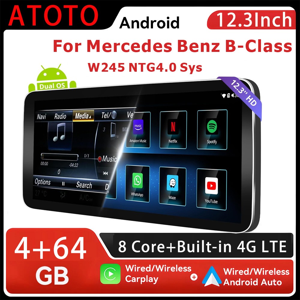 For Mercedes-Benz B-class W245 2011-2012 Car Stereo 12.3″ Android CarPlay 4G LTE