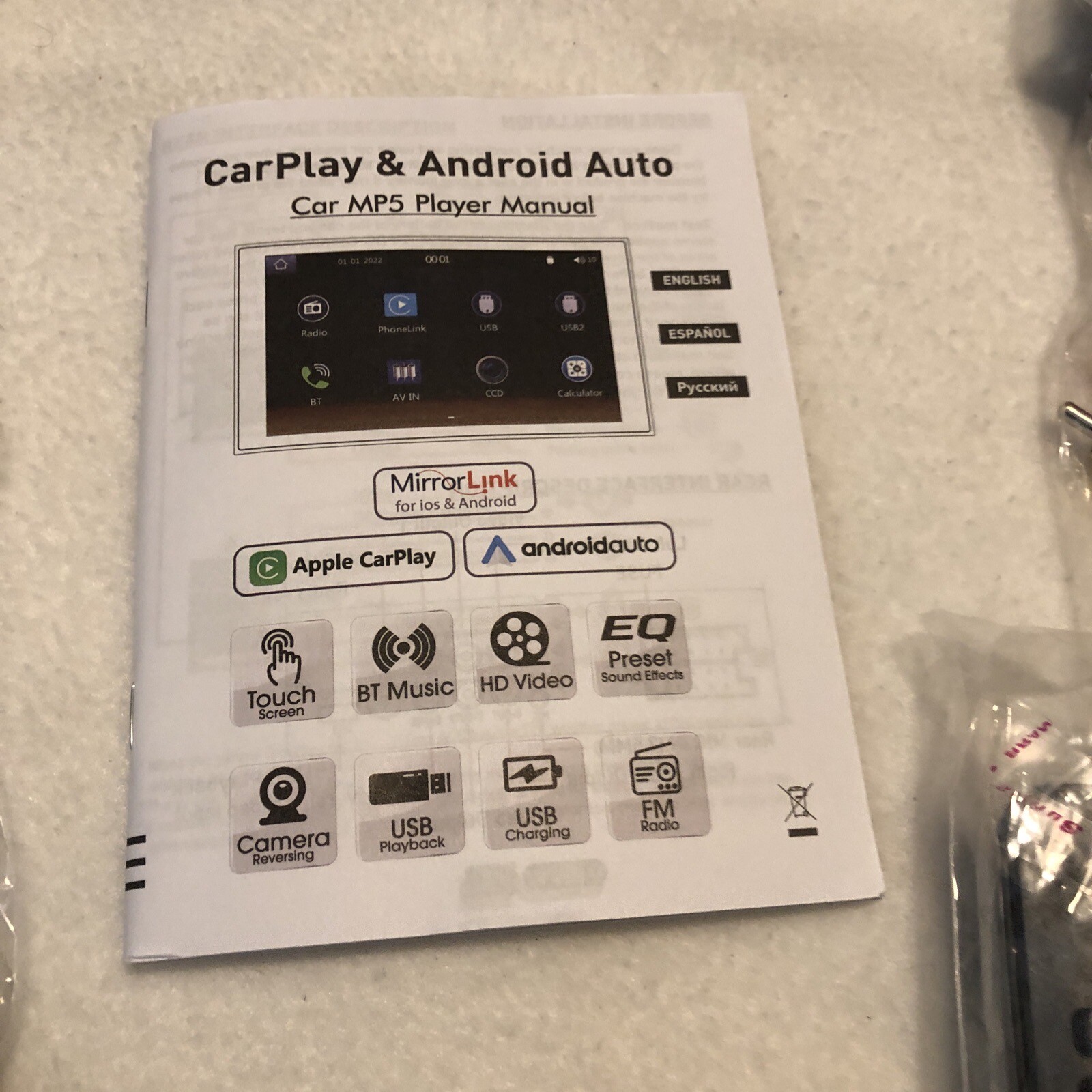 5 Inch Single Din Car Stereo Built-in Apple CarPlay/Android Auto/Mirror-Link