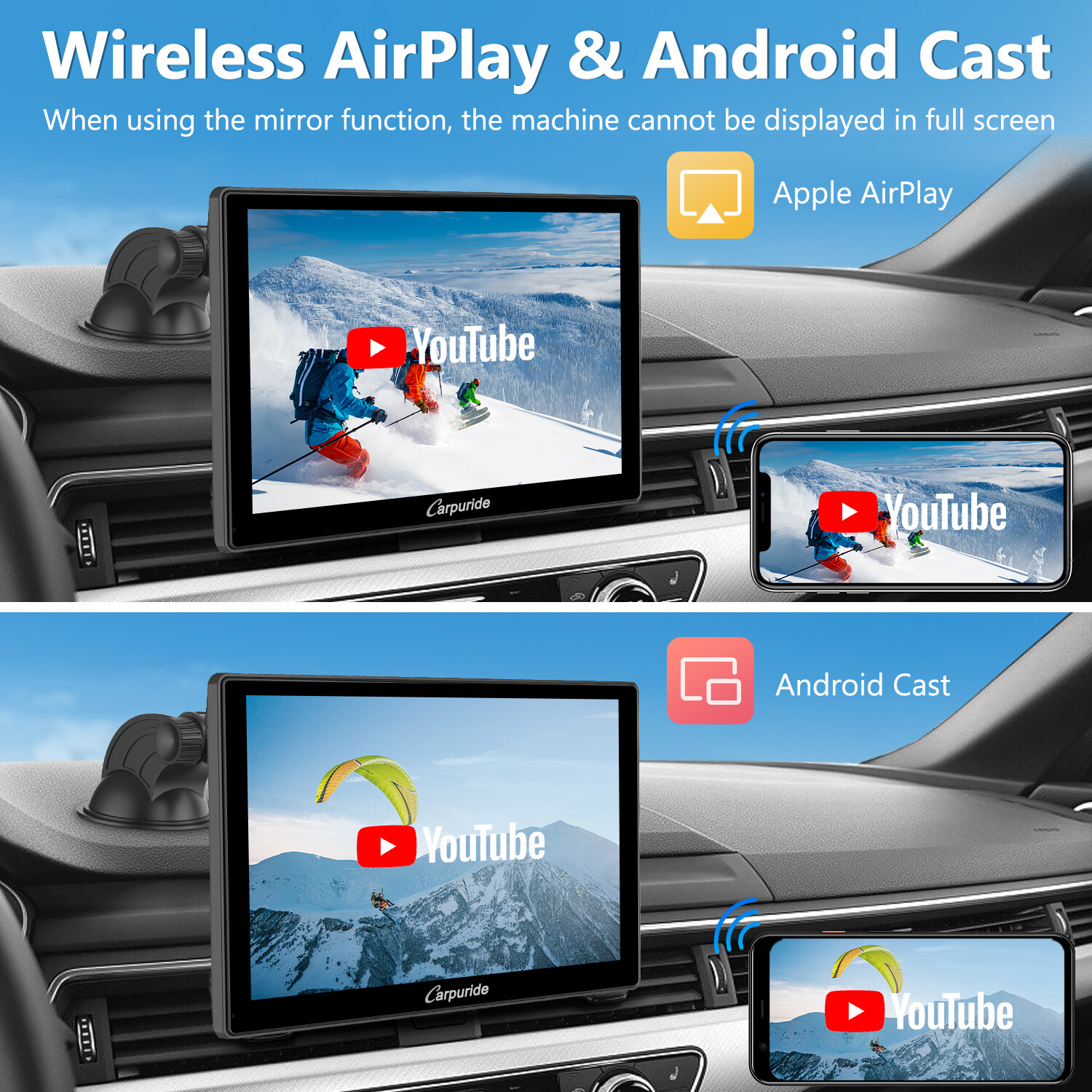 Carpuride 9″ Car Bluetooth Wireless Apple CarPlay Android Auto TouchScreen Radio