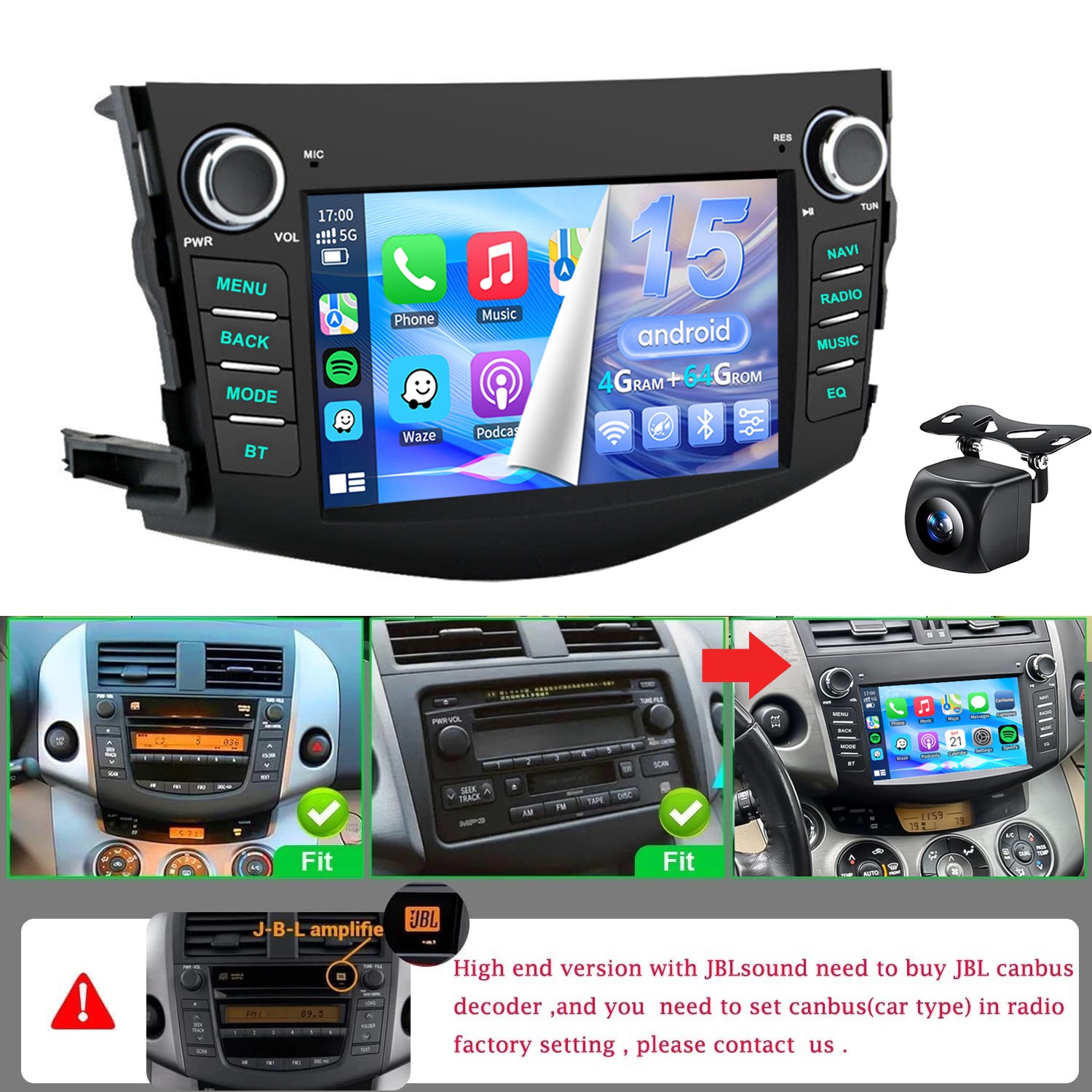 Carplay Car Stereo Radio Nav For 2006 2007 2008 2009 2010 2011 2012 Toyota RAV4