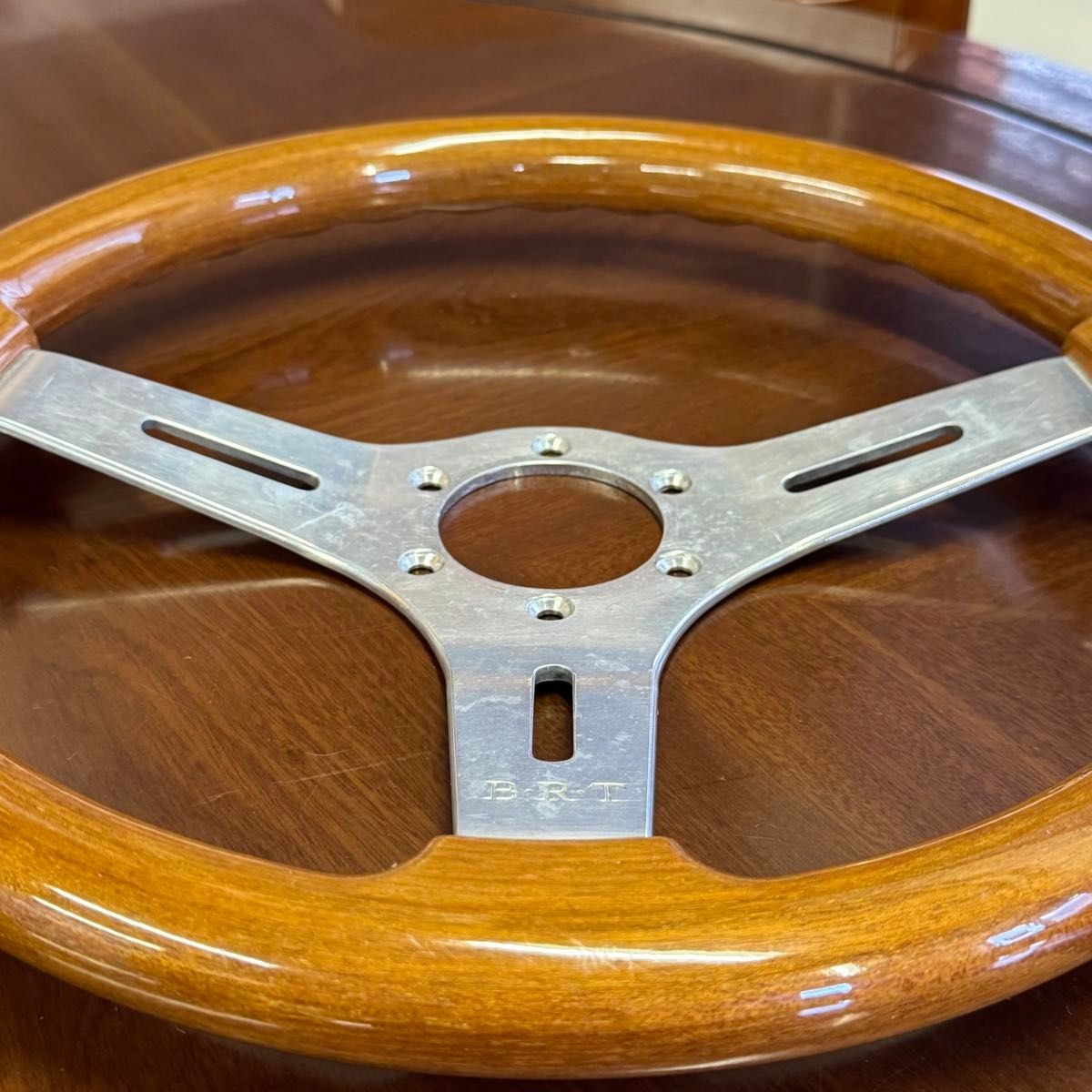 B.R.T BRT steering wheel wood at that time old car Italian made wood steering