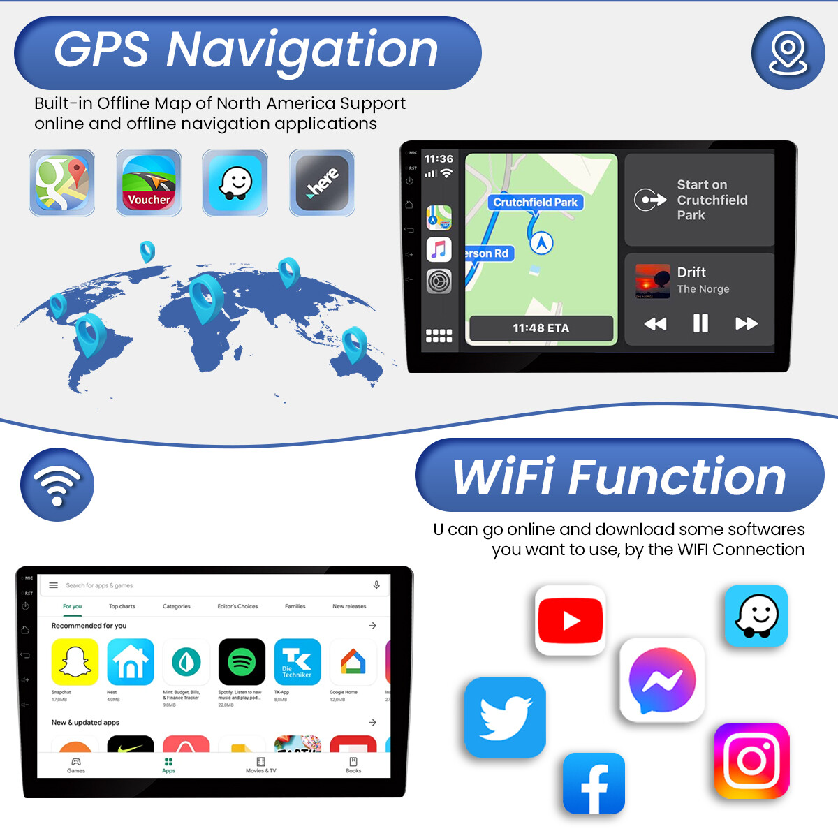 Car Stereo Radio GPS WiFi Android 12.0 Apple CarPlay For Honda Civic 2006-2011