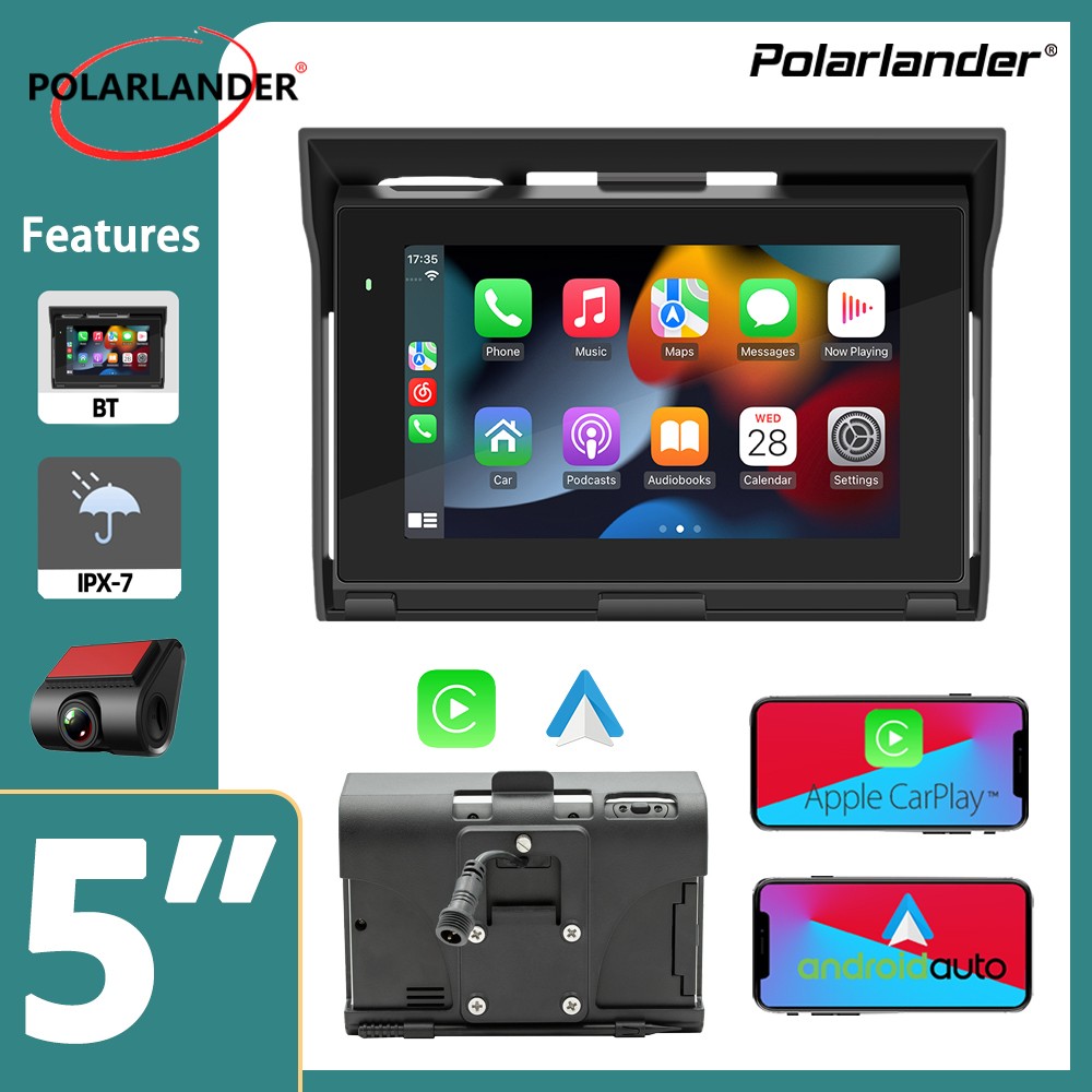 CarPlay Android Auto Bluetooth 5.0 DVR Support 5″ Motorcycle MP5 Player
