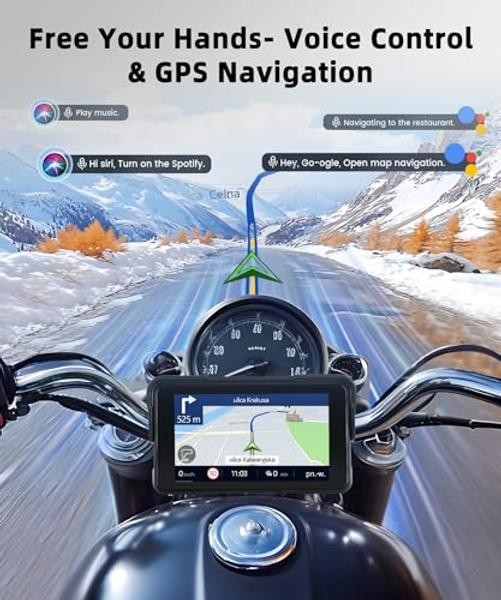 for Motorcycle Carplay Android Auto, 5’’ Waterproof Motorcycle GPS Navigation