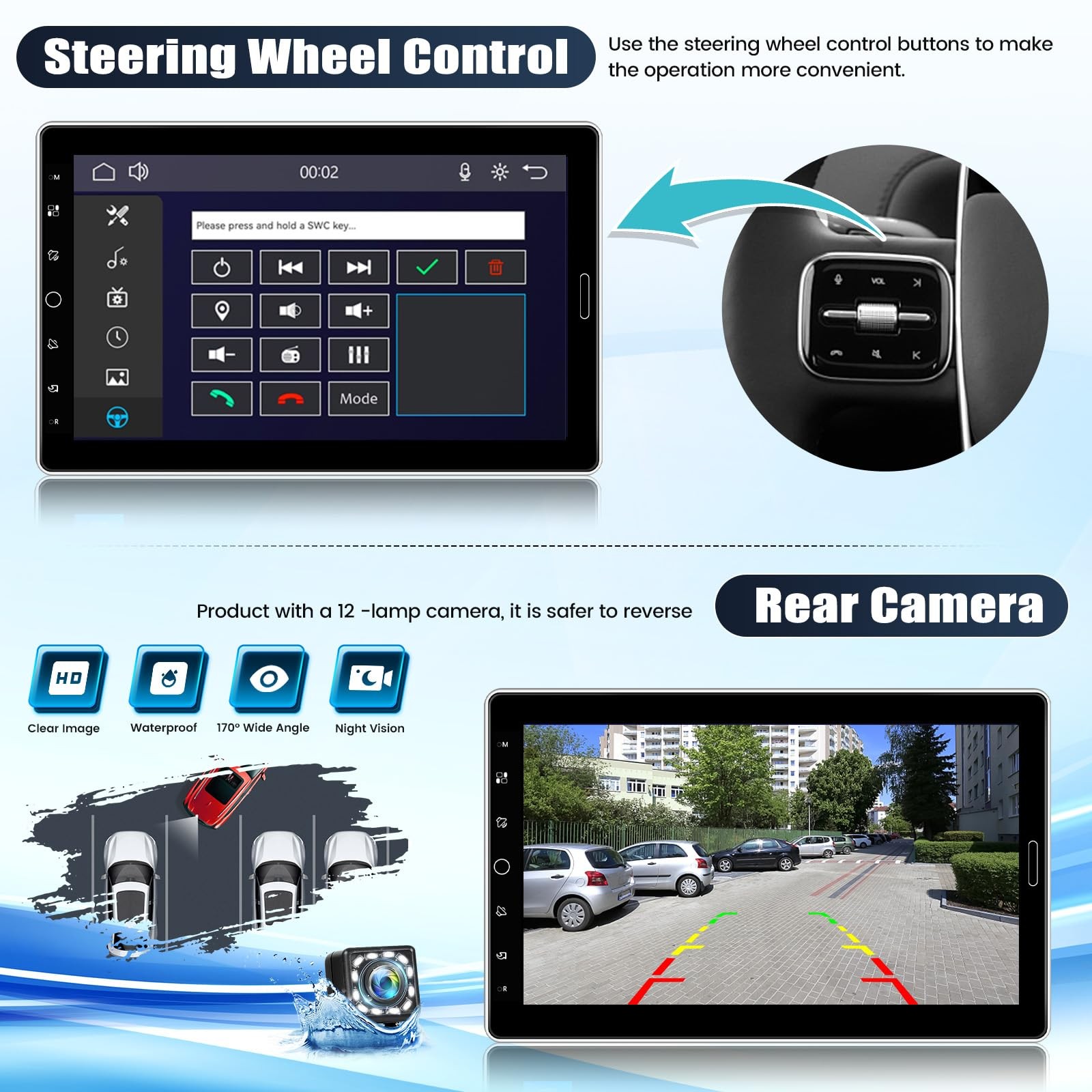 10.1 Inch Single Din Car Radio Stereo with Wireless CarPlay&Android Auto, Det…