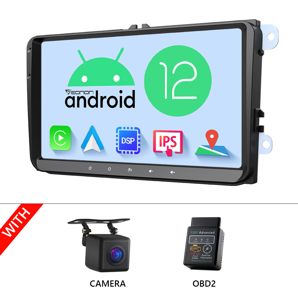 OBD+CAM+VWA12 Android 12 Car Stereo CarPlay For VW Tiguan Golf Jetta Passat EOS