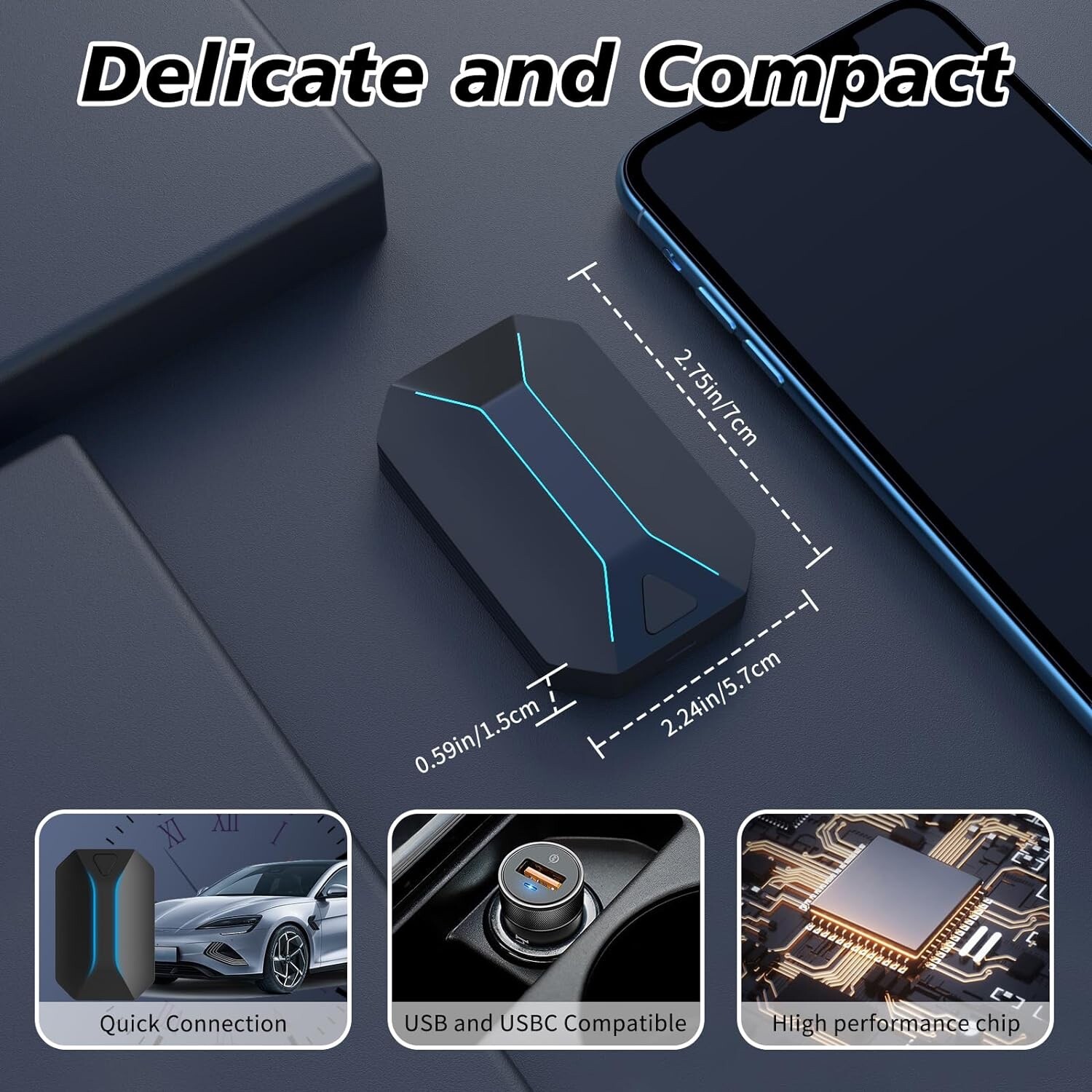 Wireless CarPlay Adapter Compatible with Cars from 2015 and iPhone iOS 10+