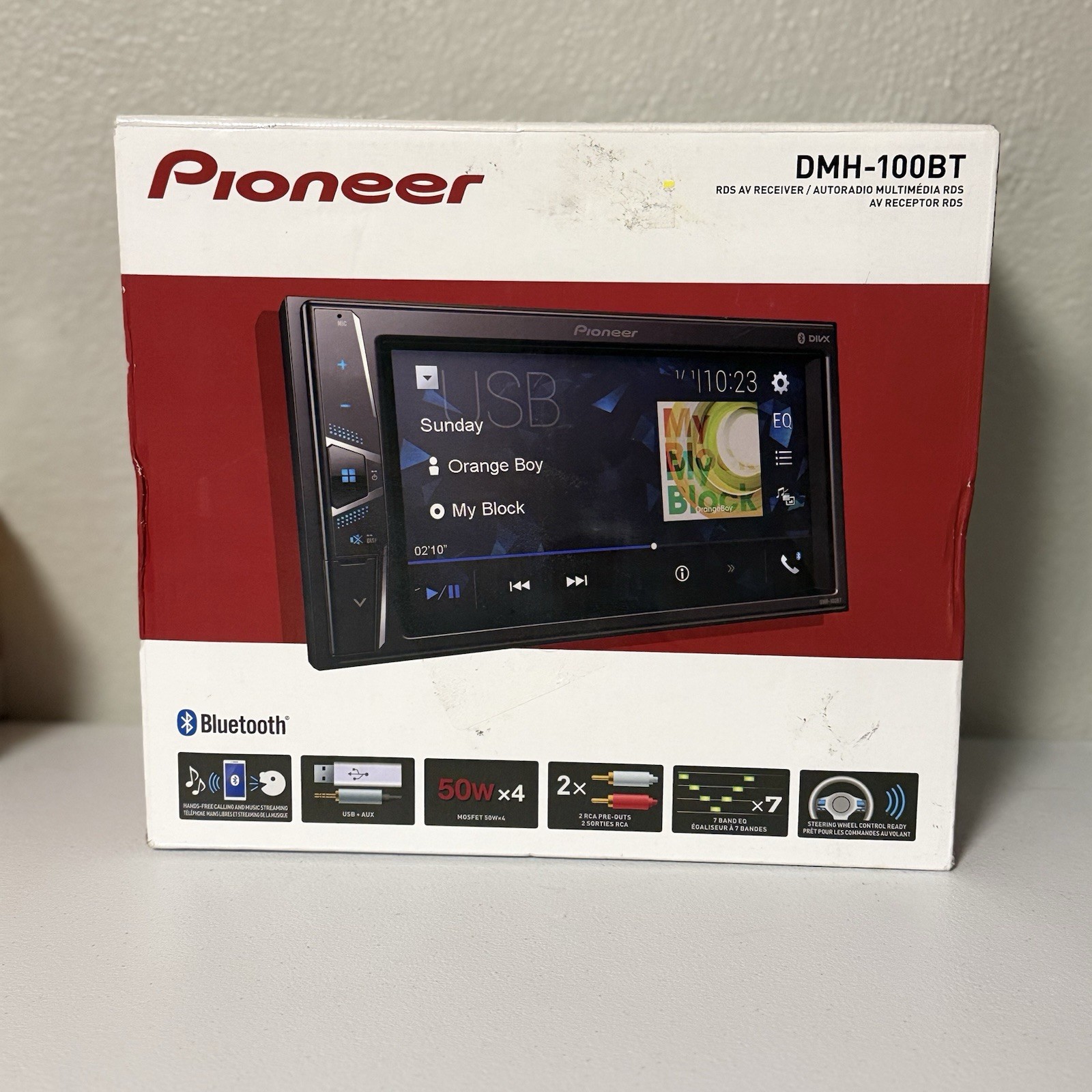 Pioneer DMH-100BT Digital Media Receiver, 6.2 Inch WVGA Display, Bluetooth