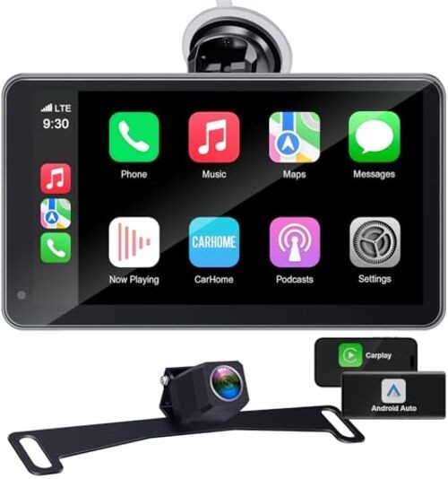 Portable Carplay Screen with Backup Camera – Plug-Play 7-inch HD 1080P Car