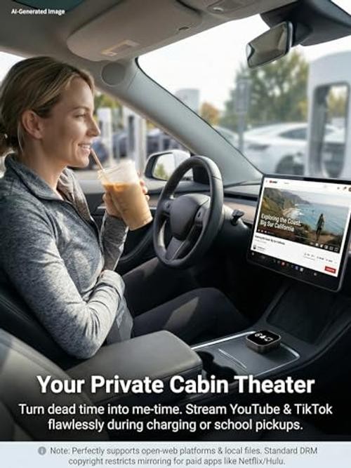 4-in-1 Wireless CarPlay Android Auto Adapter AirPlay & Miracast Media Hub Black