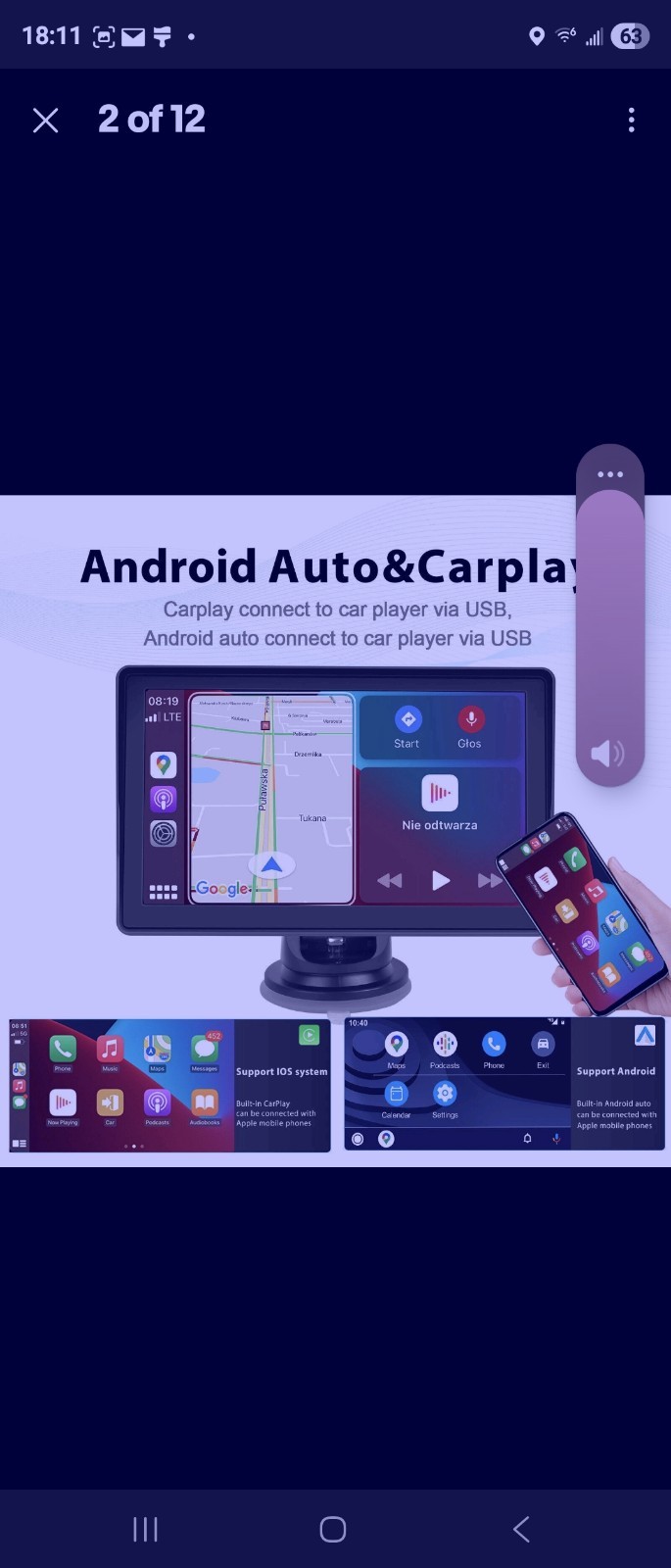 HD 7-in portable MP5 player Bluetooth car monitor with wireless Carplay