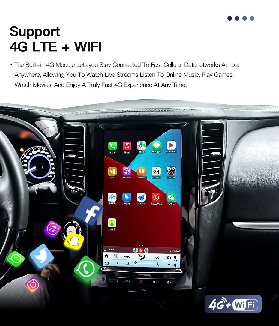 Used 13.8″ Radio CarPlay 128GB For Infiniti FX25/35/37/50 2007-13 QX70 2013-2019