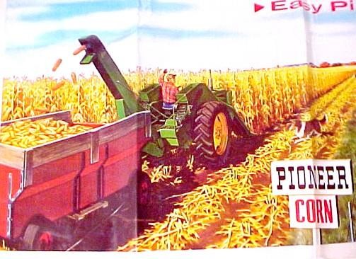 Pioneer Seed Bag John Deere Tractor Corn Picker Farm Advertising 14 X 22 Plastic