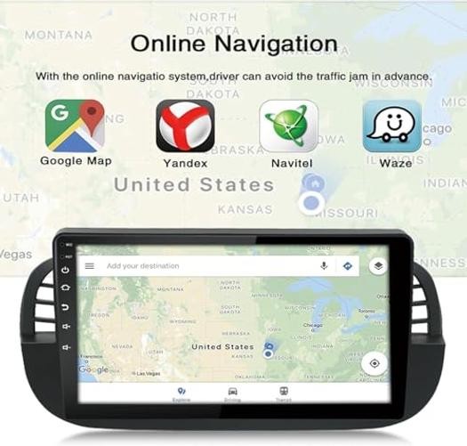 8-Core Andorid 14 Car Stereo Radio for Fiat 500 2007-2015, 9 inches Black1
