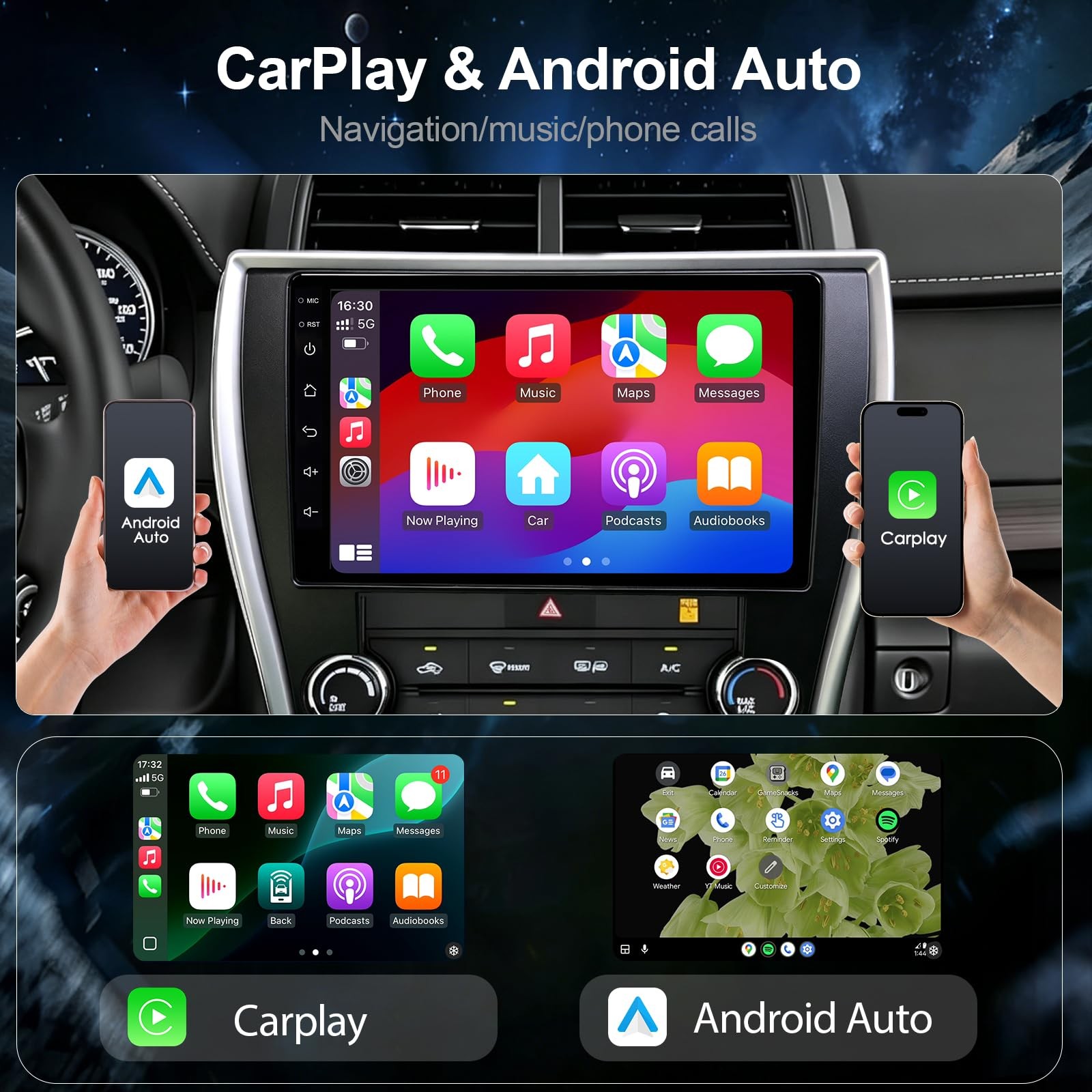 10″ Touchscreen Wireless Carplay Android Auto Stereo for 2015-2017 Toyota Camry