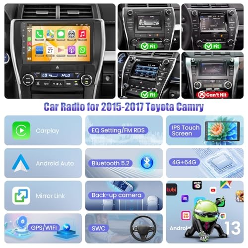 Car Radio Stereo for Toyota Camry 2015 2016 2017 4GB+64GB(For Camry 2015-2017)
