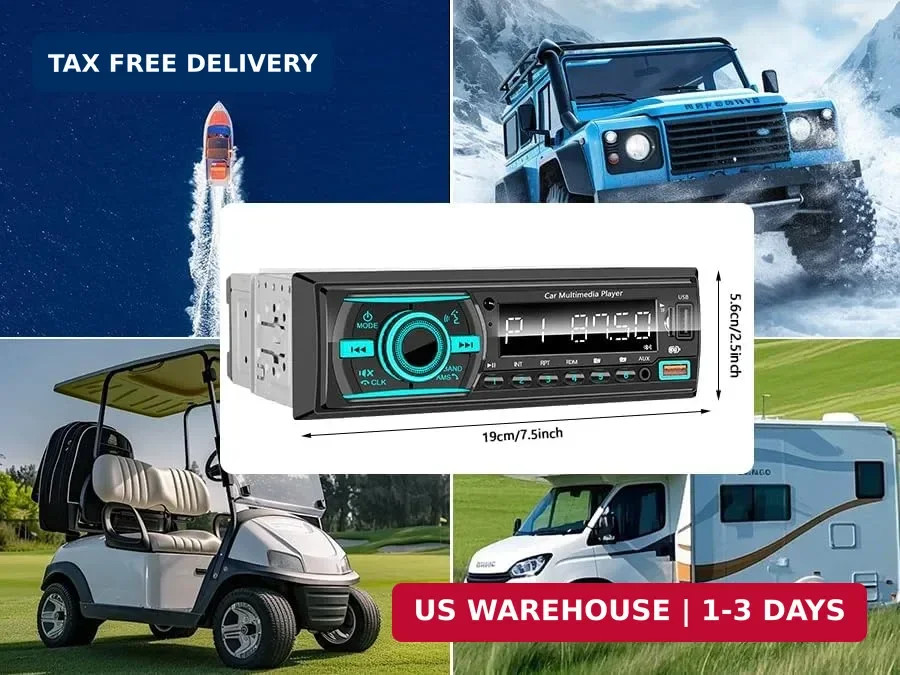 Single DIN Marine Bluetooth Radio Boat Stereo Receiver with Remote