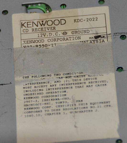 Kenwood CD Receiver Model KDC-2022.
