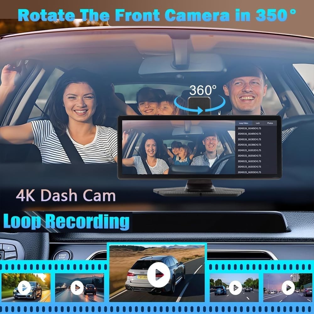 High-Definition 4K Carplay Screen with Voice Control & Backup Camera Options
