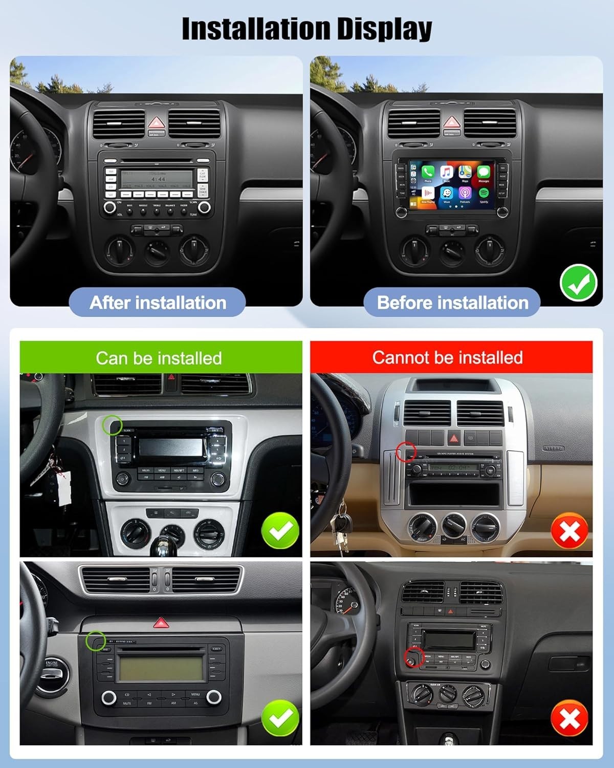 VW Passat Jetta Golf 7 Inch Car Stereo with GPS, Bluetooth & Hands-Free Calling