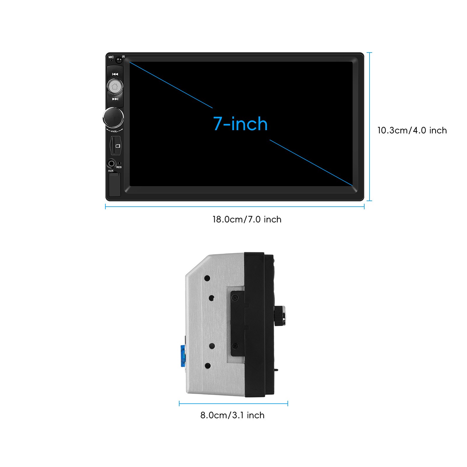 7″ Double 2 DIN Car Stereo Radio MP5 Touch Screen Bluetooth USB FM + Rear Camera