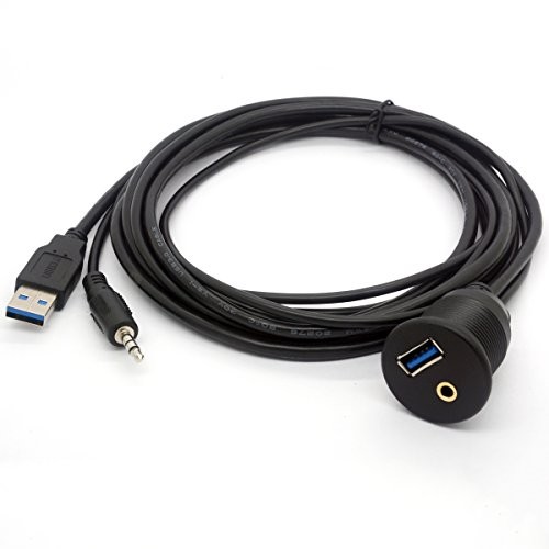 USB 3.0 Flush Mount Cable (2 Meter/6Ft) | USB 3.0 and 3.5mm 2 meter/6.6 Feet