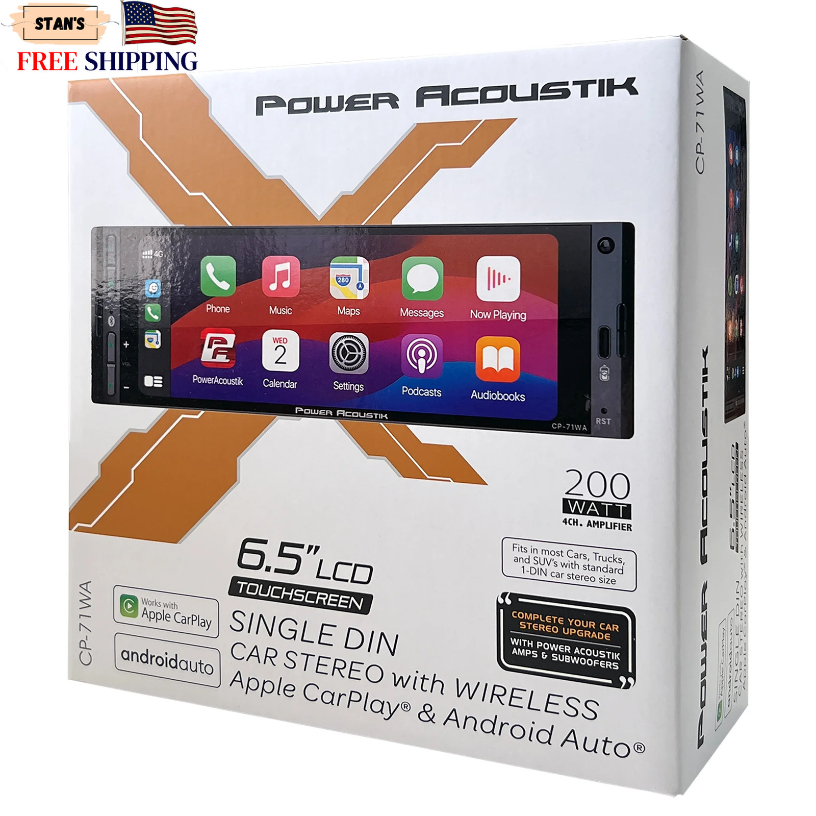 CP-71WA Single DIN 6.5″ Color Touchscreen Car Stereo with Bluetooth Connected…