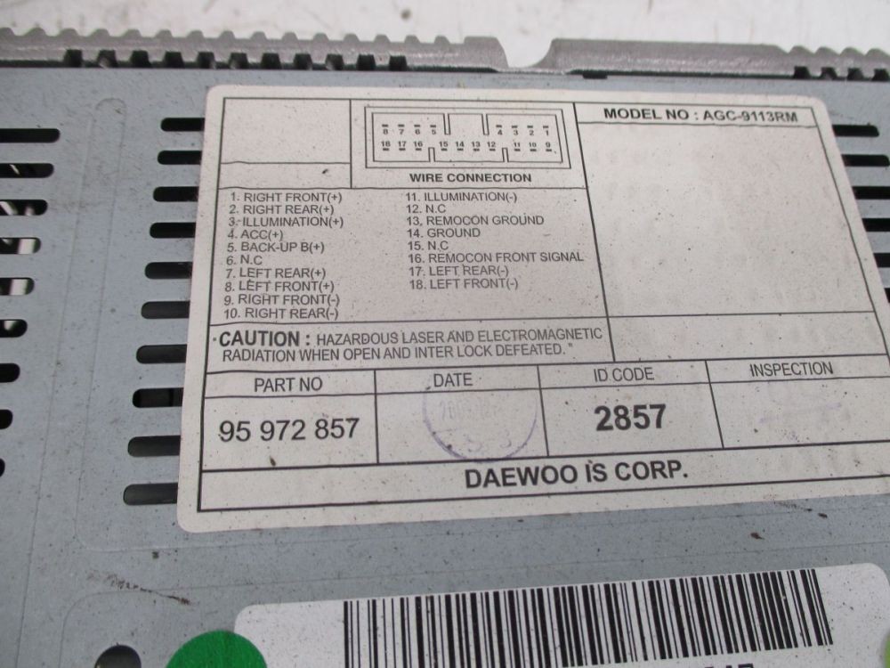 CD Player Code Not Available Fits for Chevrolet Spark (M300) 1.2 95972857
