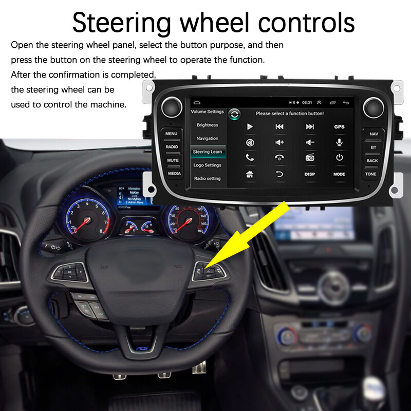 7 In 2 Din TFT Touch Screen Car Radio Android 9.0 MP5 Player For Mondeo9 GalaxyC