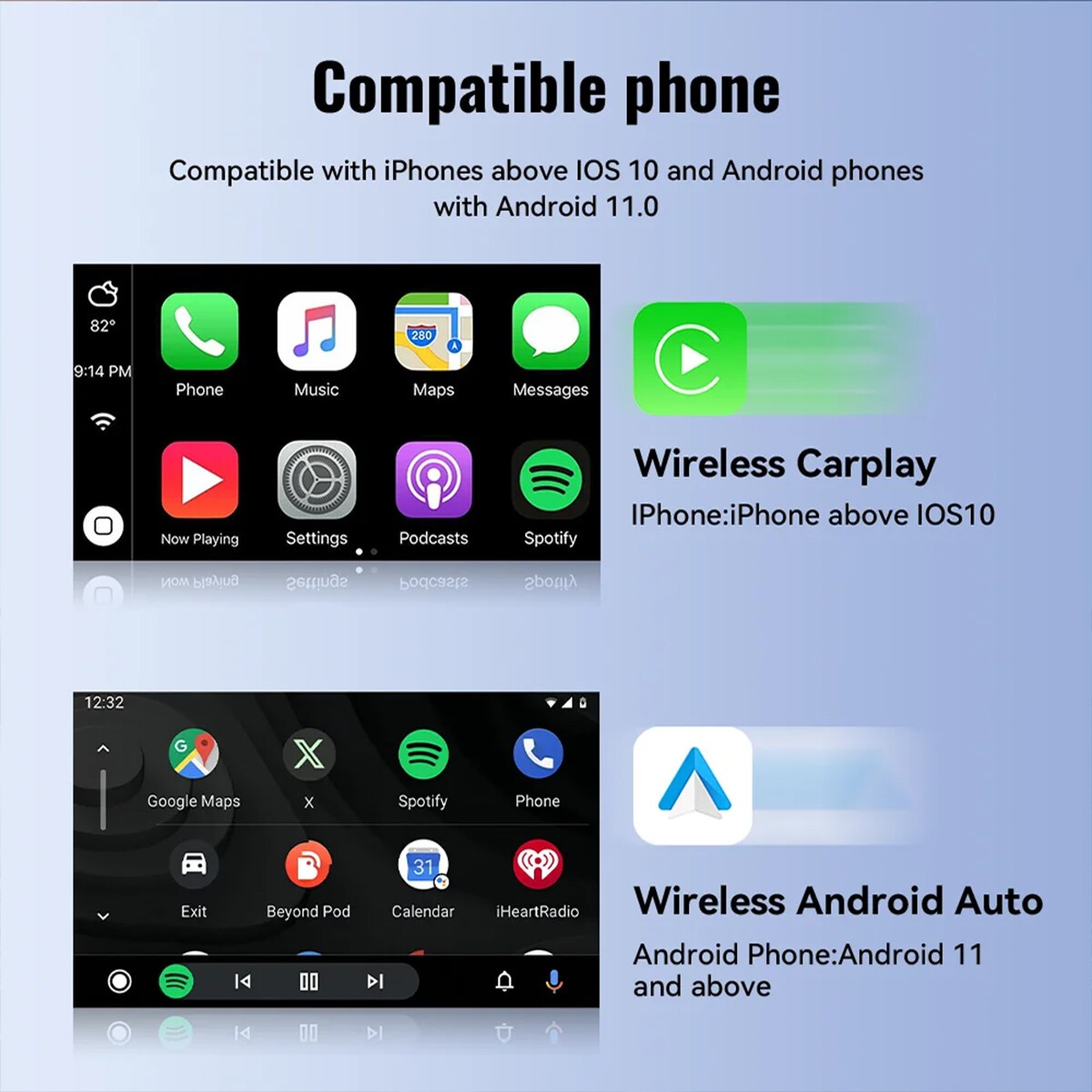 For Wireless CarPlay AI Box Android Auto Adapter WIFI Converter Netflix YouTube