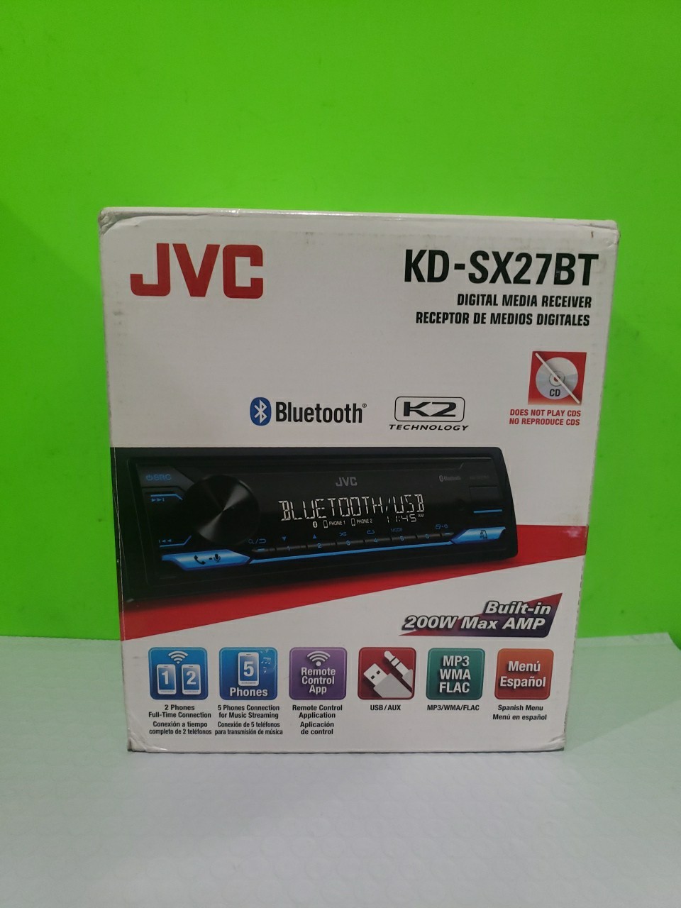 JVC KDSX27BT Car Stereo with Bluetooth 100W Digital Media Receiver 1.5A Open Box