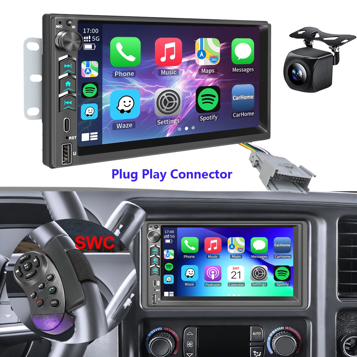 Android auto Carplay Car Stereo Radio For Chevy Silverado GMC Sierra 2003-2006