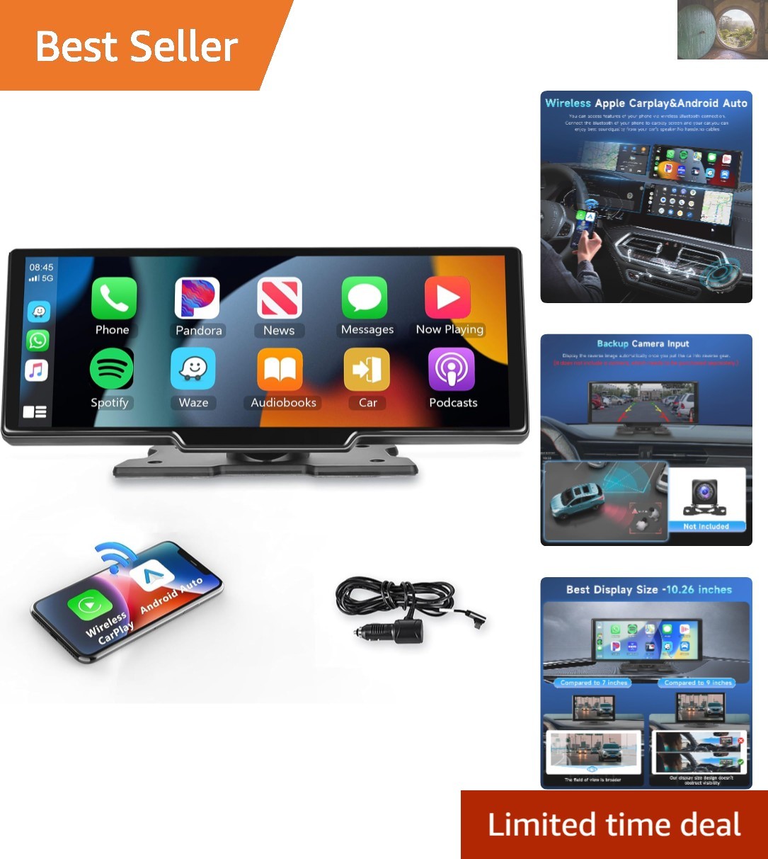 1080P Full HD Touchscreen Carplay Stereo – Wireless, Easy Install, Voice-Control