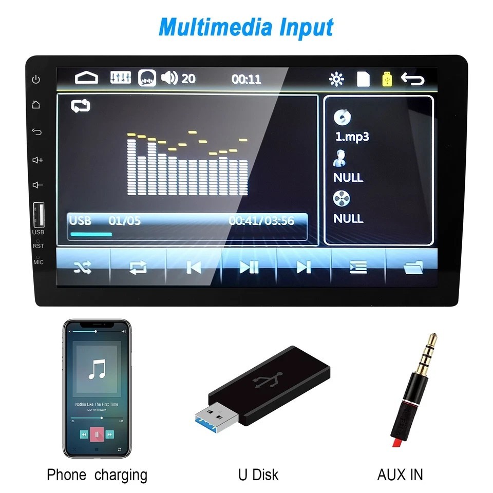 9in Car MP5 Stereo Player Touch Screen 1080P Wireless Car Radio FM USB AUX Back