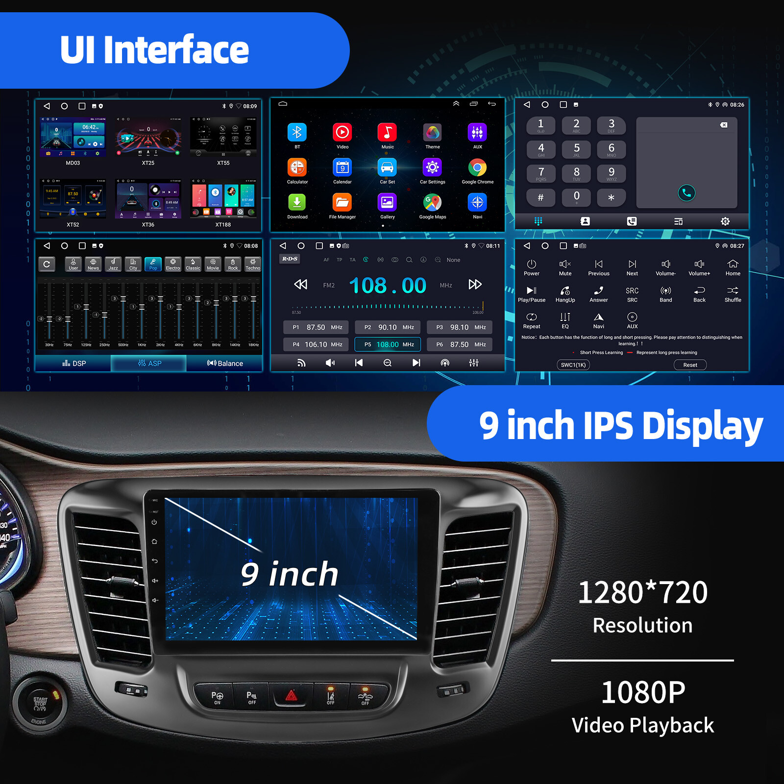 4+64GB For 2015-2019 Chrysler 200 200C 200S Android Car Stereo Radio carplay Cam