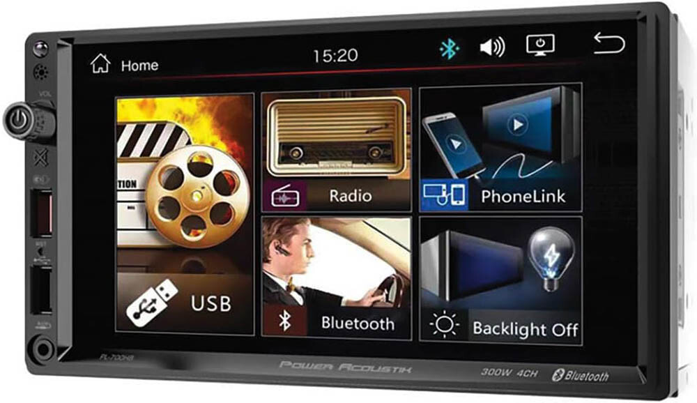 Power Acoustik PL-700HB 7″ Double Din Blue Tooth, USB, AUX, SD Car Stereo