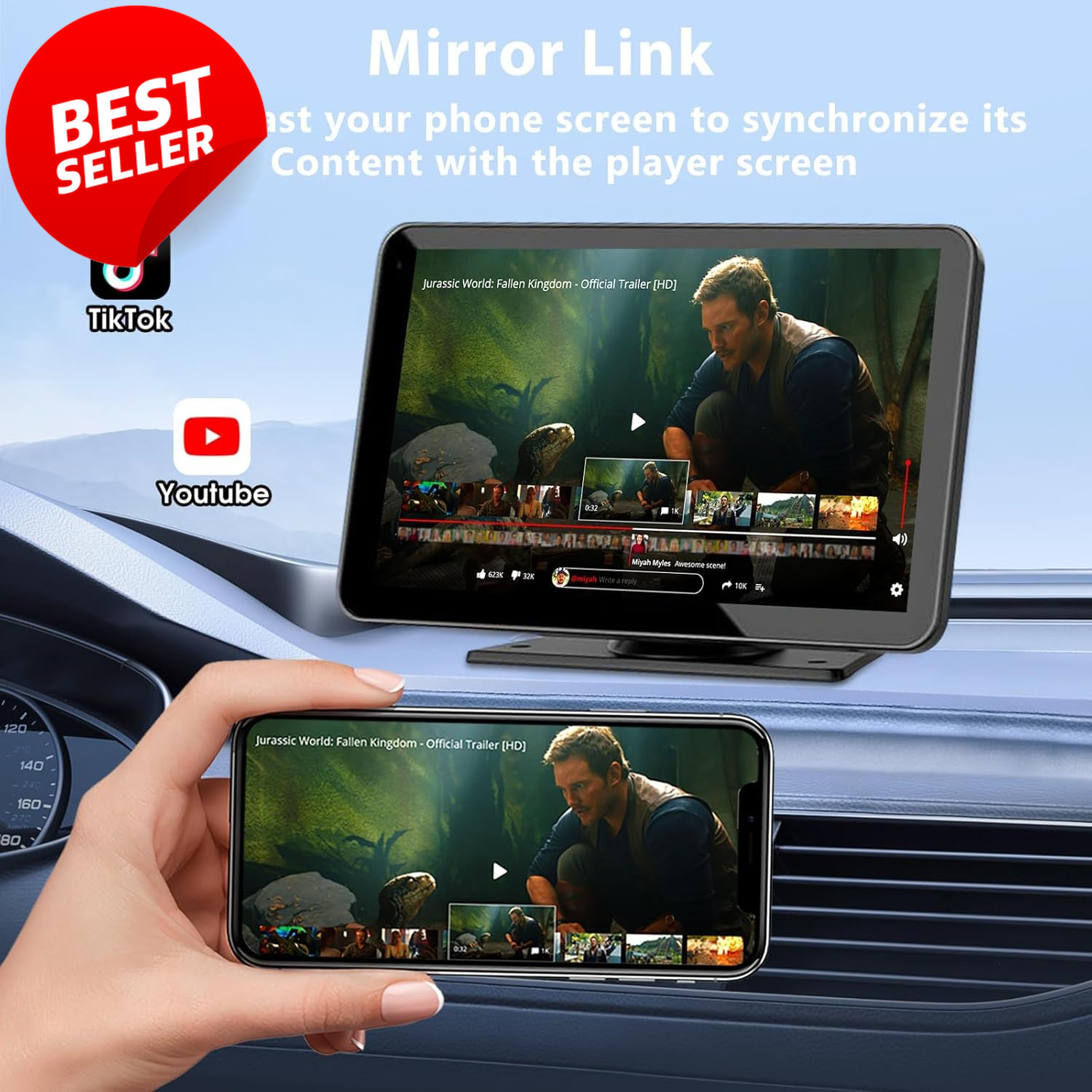 7″ Wireless CarPlay Screen Android Auto Touch Display GPS Backup Camera – US