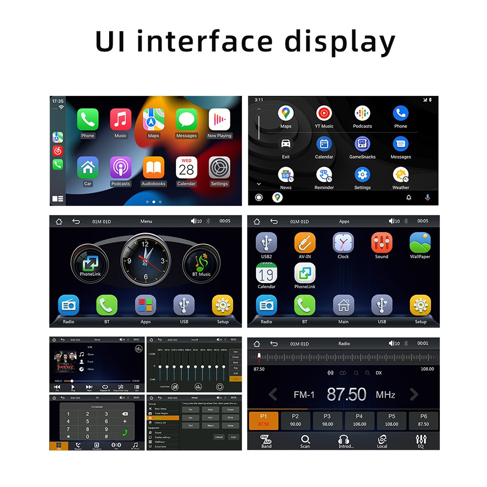 1 DIN 5″ Car Stereo CarPlay Android Auto Touch Radio Mirror Link Bluetooth USB