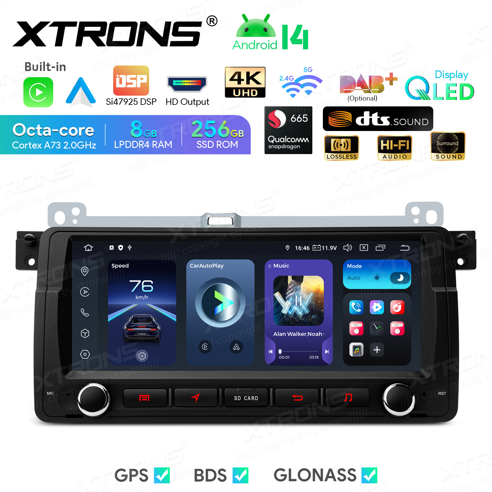 QLED 8.8″ Android 12 Car Play Stereo Radio Navi 128GB Octa Core WiFi For BMW E46